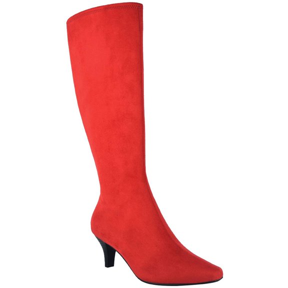 Impo Womens Namora Faux Suede Zipper Knee-High Boots Red 7 Medium (B,M)