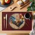 thumbnail image 2 of Farm Rooster Placemats Set of 4 Boho Farmhouse Animals Floral Pattern Place Mats Indoor Wipeable Table Mats Washable Cloth Dining Table Placemats for Kitchen Holiday Party Home Decor 13x19 Inch, 2 of 9