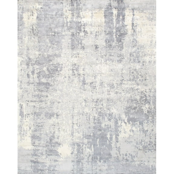 Pasargad Home Mirage 8' x 10' Hand-Loomed Bamboo Silk Grey/Ivory Rug - All Ages, Indoors