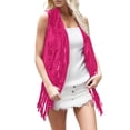 thumbnail image 1 of Veste Sans Manches à Franges Réfléchissante Ethnique Automne Hiver pour Femmes, 1 of 3