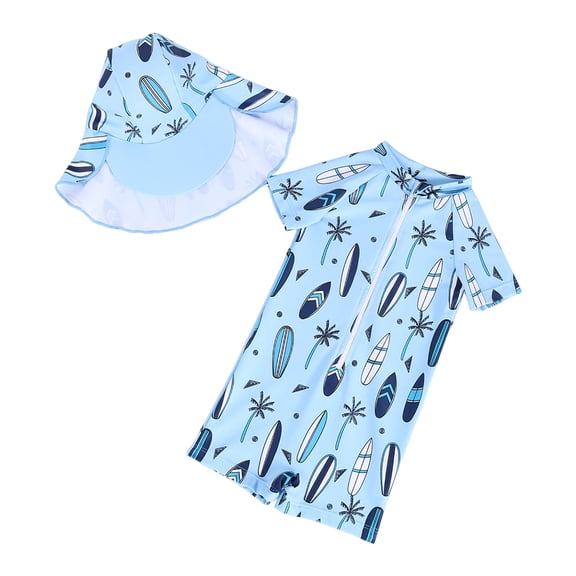 Zshosam Swim for Kids Infant Baby Boy One Piece Swimsuit Rash Guard Shirt Bathing Suit Zip Up Swimwear Size 18 24 Months,(Sky Blue 18-24 Months)