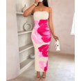thumbnail image 4 of Women Summer Strapless Maxi Dress Bodycon Floral Long Wedding Guest Dress Formal Cocktail Dresses Pink S, 4 of 8
