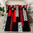 thumbnail image 2 of Manfei Fashion Geometric Striped Twin Sheet Sets, Leopard Cheetah Print Twin Fitted Sheet, Modern Abstract Style Flat Sheet, Breathable Home Decor, 3pcs, 2 of 7