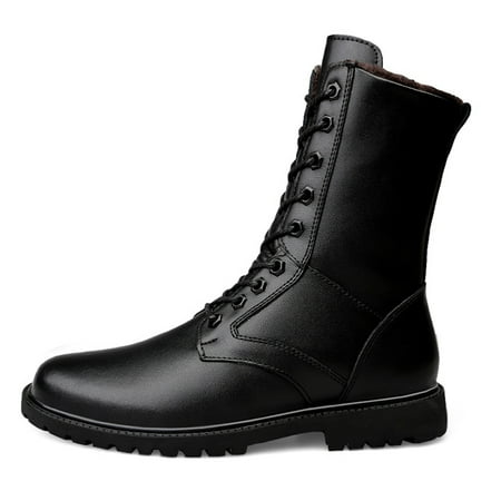 

Men s Tactical Boots Cap Toe Army Leather Combat Military Zipper Shoes，Men s Side Zip Jungle Boots，black genuine leather upper