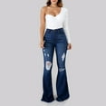 thumbnail image 4 of HLSOHJP Spring New High Waist Ripped Flared Jeans For Women Fashion Stretch Slim Denim Pants Casual Female Clothing S-3XL Drop Ship, 4 of 6