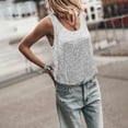 thumbnail image 2 of Felirenzacia Women's Solid Color Sparkling Sequin Tank Top, Wide Strap Round Neck Sleeveless Loose Tube Top, White,S, 2 of 8