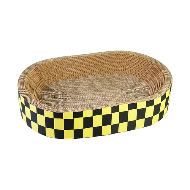 Cat Scratch Pad Cardboard, Cat Scratching Lounge Bed, Cat Scratcher Bowl, Durable Recycle Board for Furniture Protection, Cat Kitty Training Toy Oval M