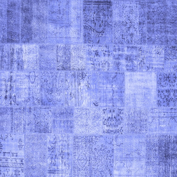 Ahgly Company Indoor Square Patchwork Blue Transitional Area Rugs, 8' Square