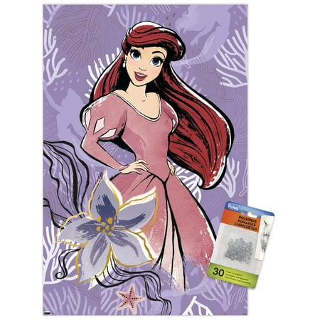 Disney Ultimate Princess Celebration - Ariel Wall Poster with Pushpins, 14.725" x 22.375"