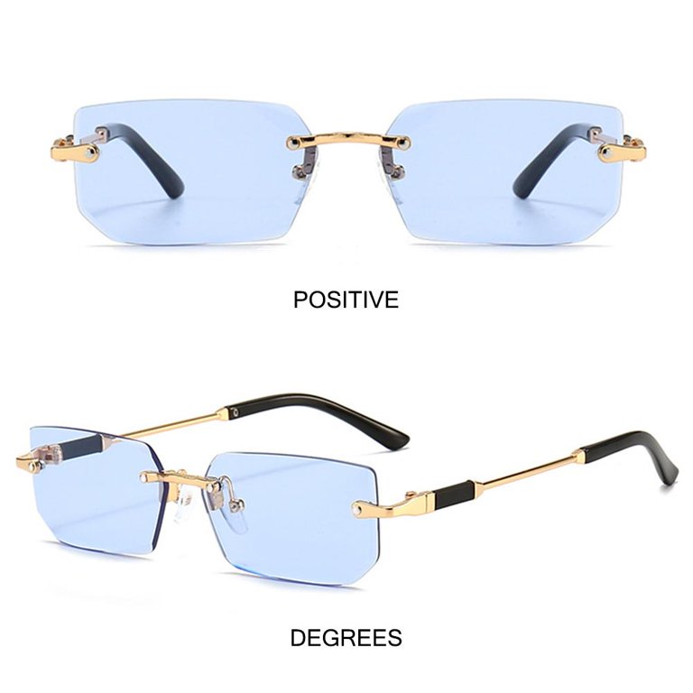 4 Pack Rimless Rectangle Sunglasses Retro Frameless Y2K UV400 Protection Unisex Trendy UV400 Protection Candy Color Retro Sunglasses for  main image 2