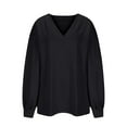 thumbnail image 5 of Casual Women's Tops Fashion Plus Size Womens Oversized Tee Shirts Long Sleeve T Shirt Fashion Workout Tops Casual Loose V Neck Layer Blouse, 5 of 5