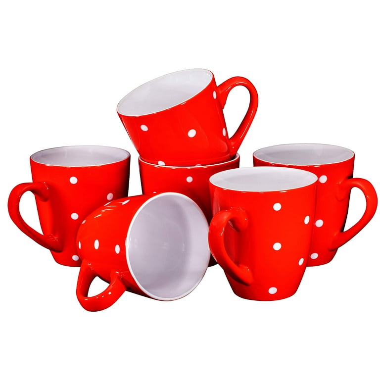 Bruntmor 16 Oz Polka Dot Coffee Mug Set of 4, Large 16 Ounce Ceramic Mugcup  Set
