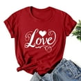 thumbnail image 5 of HaoXianJian Valentine's Day Shirt for Women Heart Print Short Sleeve Crew Neck Sweat Shirts Loose Fits Letter Print Graphic Pullover Tee Tops Casual Girl Friend Gift T Shirt Size 2X 3X, 5 of 5