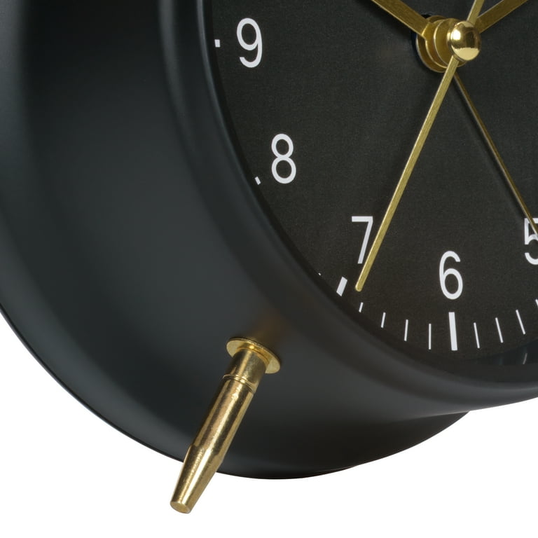 La Crosse Modern Black and Gold Twin Bell Analog Quartz Deep Sleep