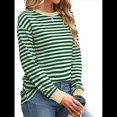 thumbnail image 2 of Tops Tipo Túnica para Mujer, Camisas A Rayas de Larga, Tops de Cuello Redondo Verde Oscuro M, 2 of 8