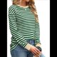 thumbnail image 2 of Tops Tipo Túnica para Mujer, Camisas A Rayas de Larga, Tops de Cuello Redondo Verde Oscuro M, 2 of 8
