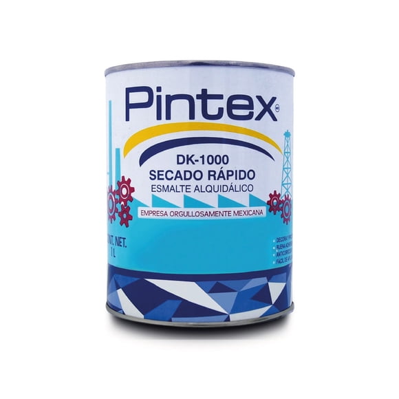 PINTEX | DK-1000 SR Esmalte Alquidálico de Secado Rápido 1 L | Brillante y Anticorrosivo | Alta Cobertura y Adherencia | Ideal para Proyectos Domésticos, Decorativos y de Mantenimiento (GALAXIA)
