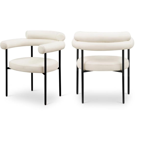 Bowery Hill Contemporary Cream Vegan Leather Dining Chair (Set of 2)