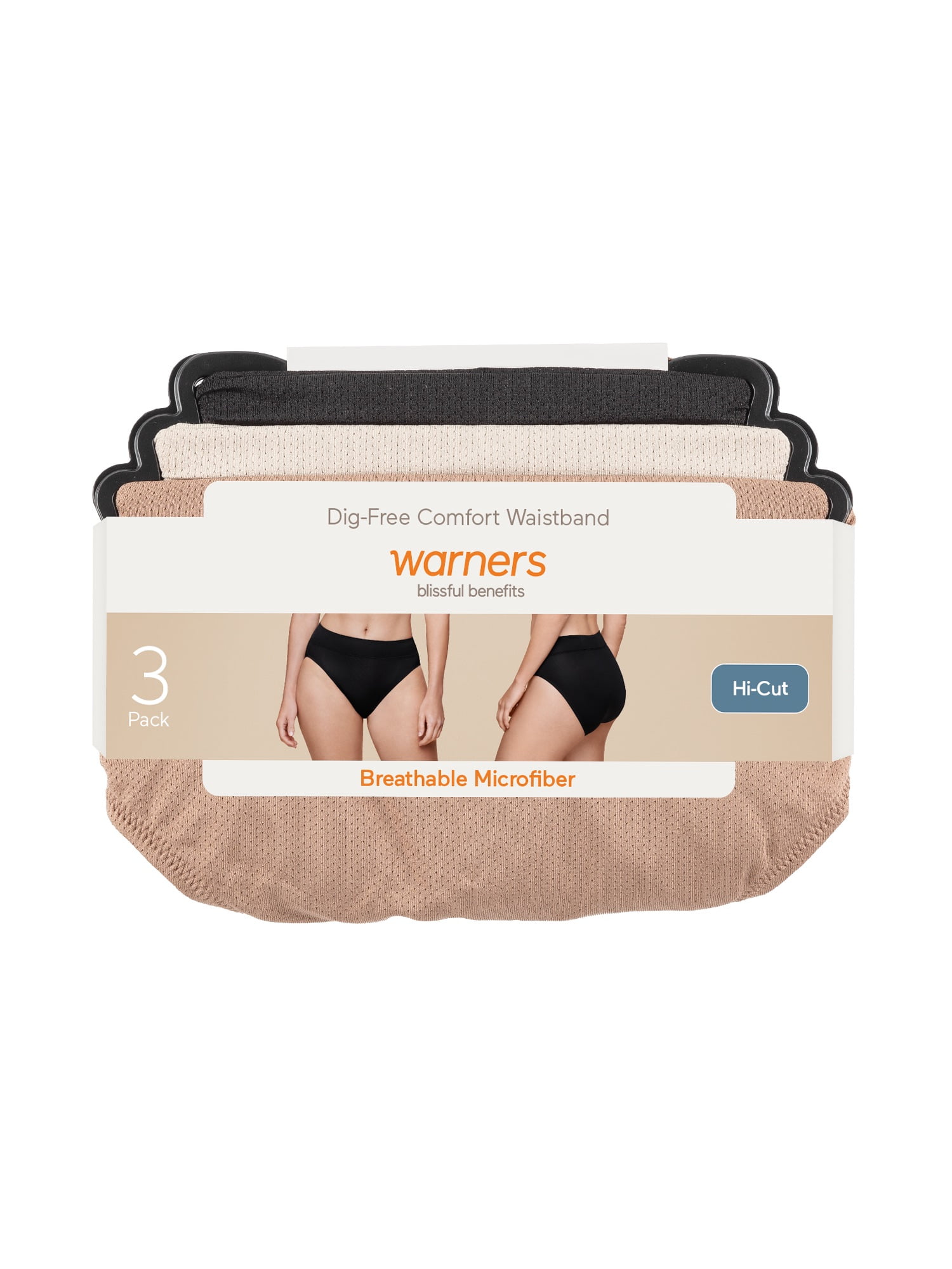Warners Blissful Benefits Dig-Free Breathable Microfiber Hi-Cut 3-Pack