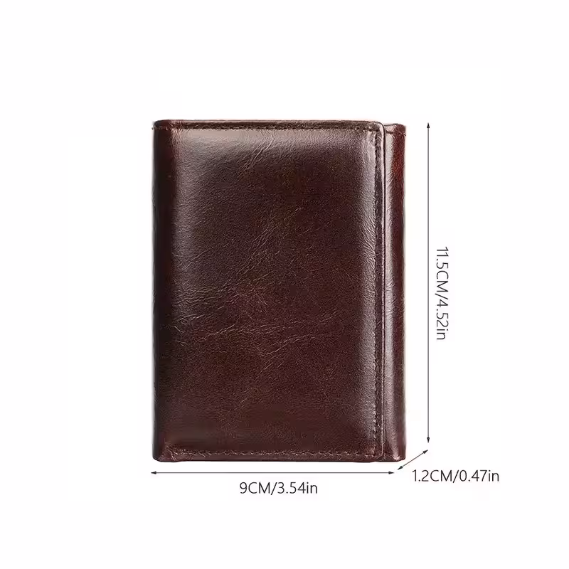 thumbnail image 3 of Cartera de cuero café Retro para hombres, caja fuerte ultrafina, múltiples ranuras para tarjetas, piel de vaca de primera capa, regalo, 3 of 8