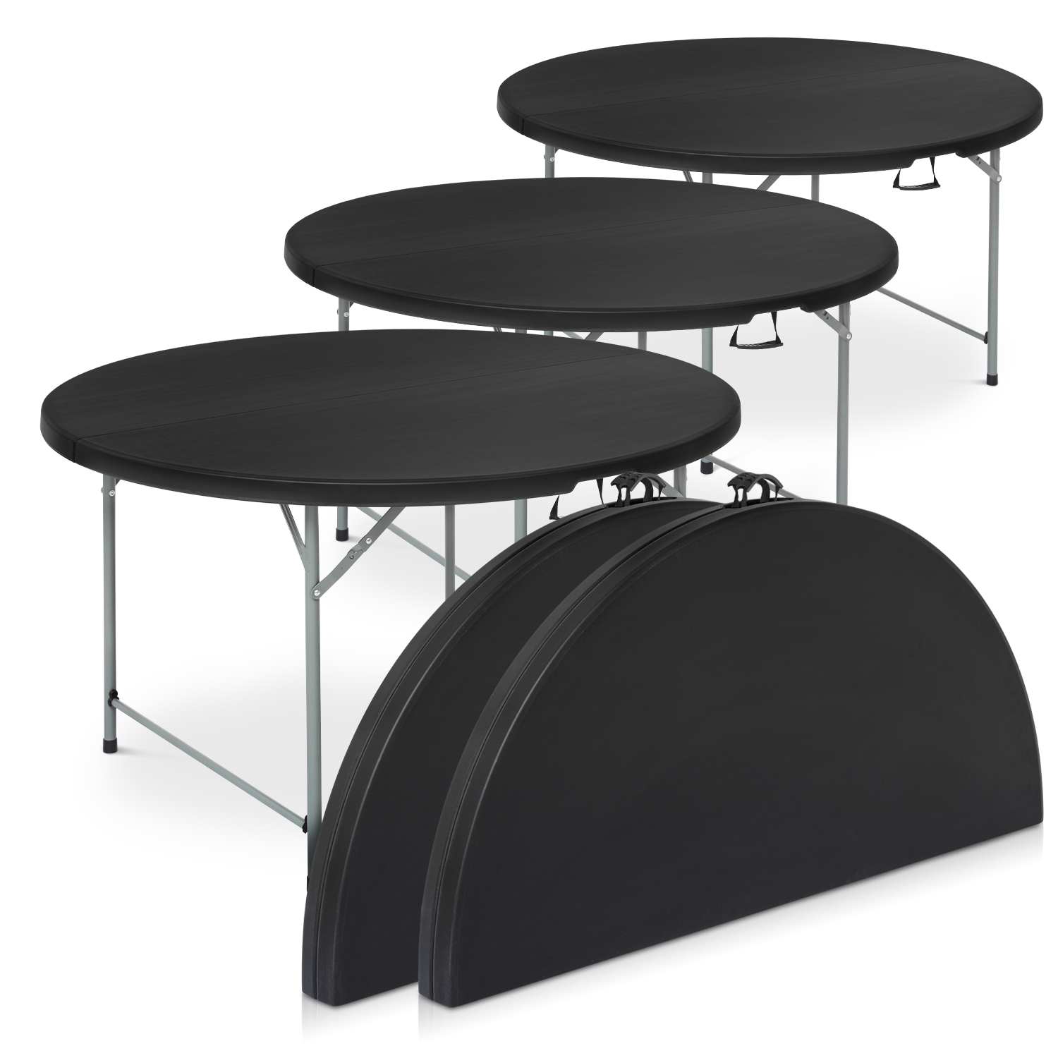 MoNiBloom 4.5FT Round Folding Table, Heavy Duty Plastic Portable Round