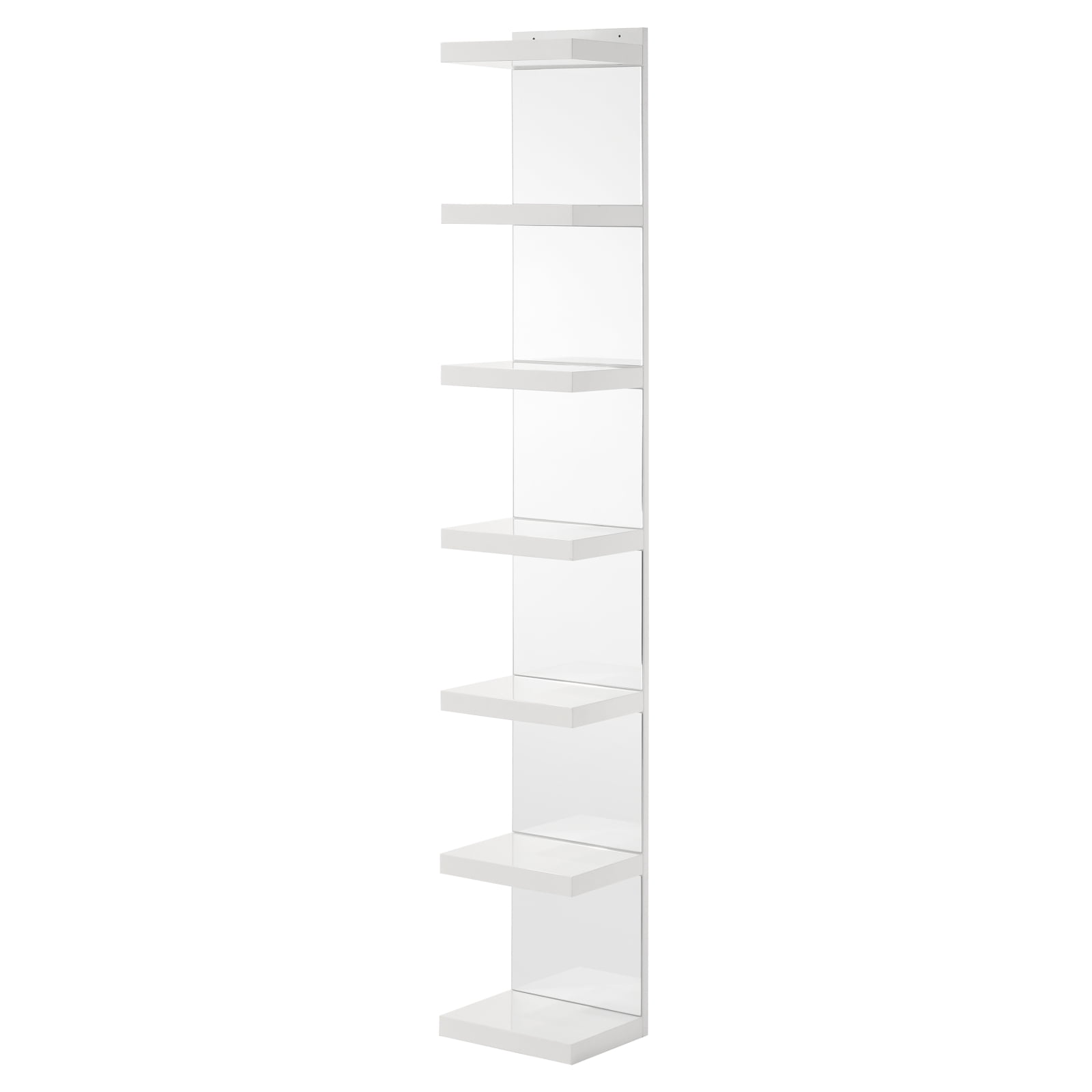 Miekor Furniture 1pc Glam White Open Shelving Rack with Mirrored Back Living Room Wooden Furniture 33966