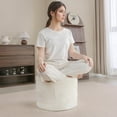 thumbnail image 6 of Square Stuffed Pouf Ottoman, Plush Poufs with Foam Chunk Filling, Foot Rest Stool for Living Room, Cream, 6 of 9