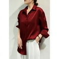 thumbnail image 2 of Camisas y blusas con acabado satinado que combinan con todo para mujer, Top informal OL de manga larga con botones, camisas elegantes, blusas francesas sólidas, 2 of 2