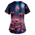 thumbnail image 2 of Valentines Day Scrubs for Women Love Heart Printed V Neck Breathable T-Shirts Short Sleeve Professionals Soft Stretch Scrub Tops with Pockets dark blue Small, 2 of 3