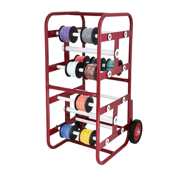 AdirPro Transportable Multiple Axle Cable Caddy - Multi-Spool Wire Rack Dispenser - Easy Use Cable Holder & Distribution - For Workplace Efficiency