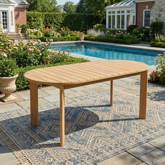 Christopher Knight Home Oval Acacia Wood Outdoor Dining Table for Garden or Deck, Light Teak Finish