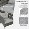 thumbnail image 4 of Outsunny 5 Pieces Rattan Wicker Lounge Chair Outdoor Patio Conversation Set with 2 Cushioned Chairs, 2 Ottomans & Glass Coffee Table, Gray, 4 of 9