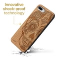 thumbnail image 3 of Case Yard Wooden Case Outside Soft TPU Silicone, Slim Fit Shockproof Wood Protective Phone Cover for Girls Boys Men and Women, Supports Wireless Charging Ice Skull Design case for iPhone-8-Plus, 3 of 7