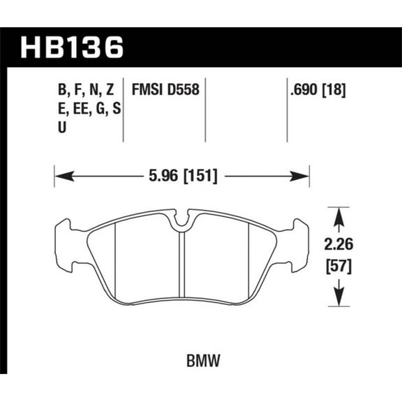 Hawk HP  Street Brake Pads Fits select: 2001-2006 BMW 325, 1996-1997 BMW Z3