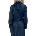 thumbnail image 4 of Mocassi Women’s Plush Fleece Spa Bathrobe, Shawl Collar and Pockets, Velvet Soft and Warm Long Robe - Large, Navy Blue, 4 of 5