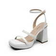thumbnail image 2 of BURUDANI Women's Chunky Platform Heel Open Toe Ankle Strap Strappy Sandals Dress Shoes, 2 of 8