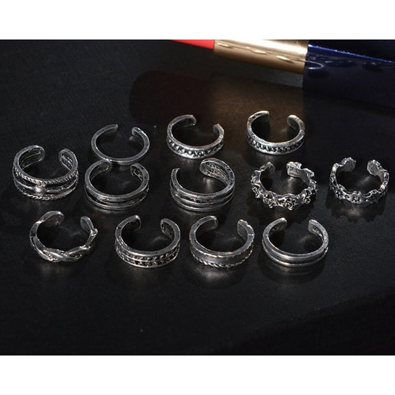 WHAMVOX  12 Pcs Foot Ring Suit Surgical Steel Rings for Women