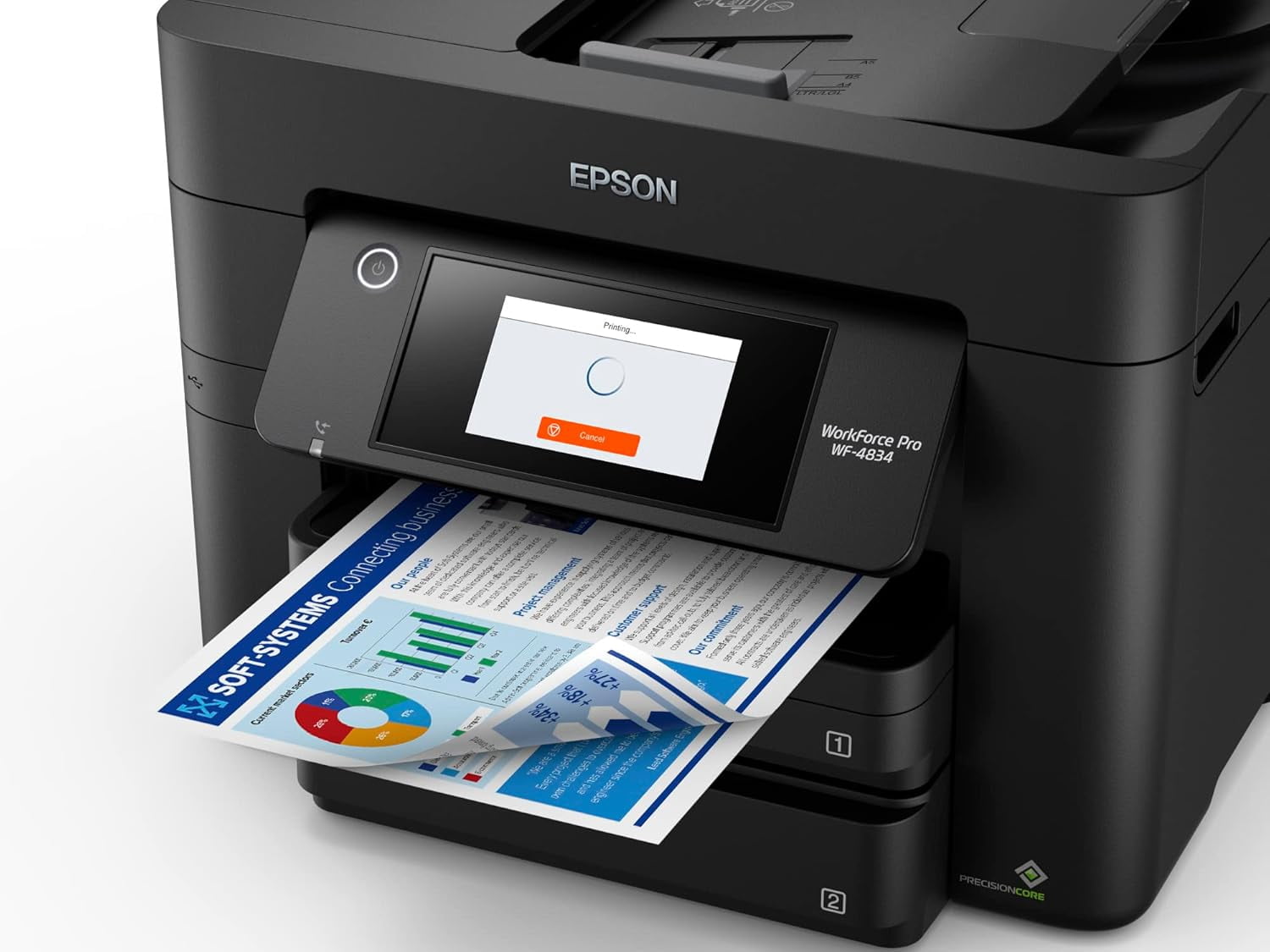 Epson Workforce Pro WF-4834 Wireless All-in-One Printer with Auto 2-Sided Print Copy, Scan and Fax, 50-Page ADF, and 4.3" Color Touchscreen (Sold without manufacturer warranty)