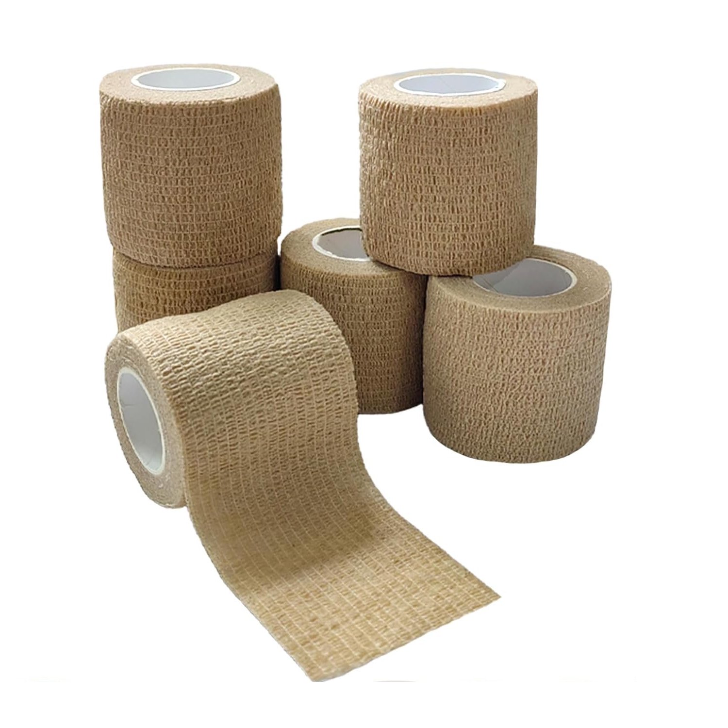 GoXteam 6 Pack 2" x 5 Yards Self Adhesive Elastic Bandage Wrap Stretch Self-Adherent Tape for First Aid,Sports, Wrist, Ankle (Skin Colors)