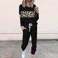 thumbnail image 2 of ZVAVZ Fall Outfits for Girls Women Lounge Set Color Block Crewneck Pullover Casual Pants Tracksuit Matching Sets Black,XXXL, 2 of 7