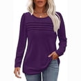 thumbnail image 2 of Women's Scoop Neck Short Sleeve Pleated Front Blouse Tunic Top Plus Size, 2 of 6