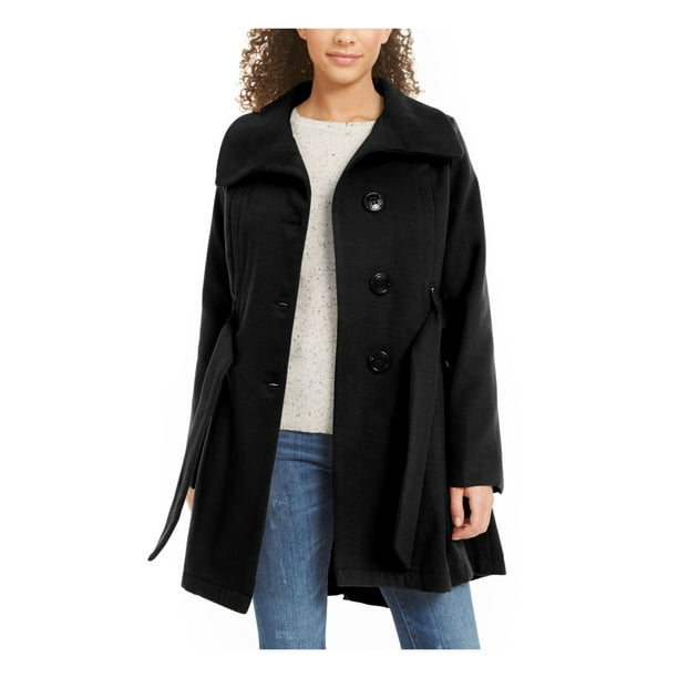 Madden Girl Womens Black Belted Pocketed Skirted Trench Coat Juniors Size Xs Com Madden Girl Womens Black Belted, Black Belted Peacoat Womens