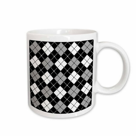 

3dRose Argyle Design Grey Black White Ceramic Mug 11-ounce