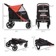 thumbnail image 3 of One-Click Foldable Doggy Stroller For Medium Large Dogs, Pet Stroller With Storage, Smooth Ride With Shock Absorption, Mesh Window, Safety Leash, Big Dog Walking Stroller, Red, 3 of 8