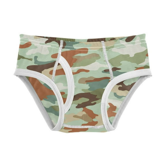 Boys cotton triangle briefs safety standard comfortable and breathable children's underwear Brown Camouflage Pattern