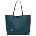 thumbnail image 1 of Dreubea Bolso de hombro de piel sintética suave para mujer, bolso de mano con borlas de gran capacidad, 1 of 5
