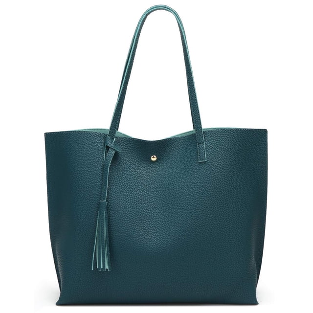 Dreubea Bolso de hombro de piel sintética suave para mujer, bolso de mano con borlas de gran capacidad
