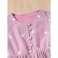 thumbnail image 4 of Kids Girls Summer Lace A-line Dress Little Girls Short Sleeve Button Down Princess Dress Casual Floral Print One Piece Dress for Birthday Party 1-6T, 4 of 9