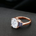 thumbnail image 4 of Gem Stone King 18K Rose Gold Plated Silver Blue Created Sapphire Ring Set with Moissanite (5.60 Cttw) (Size 6), 4 of 4