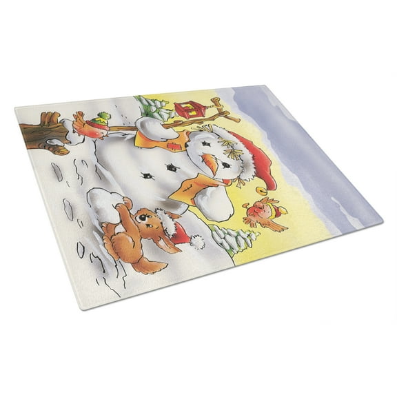 Carolines Treasures AAH7295LCB Scarecrow Snowman Glass Cutting Board Large, 12H x 16W, multicolor